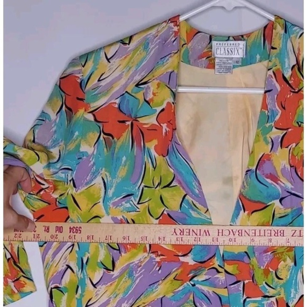 Preferred Classix Vtg Women Silk Blazer 12 Artsy Abstract Quiet Luxury Coastal View 5